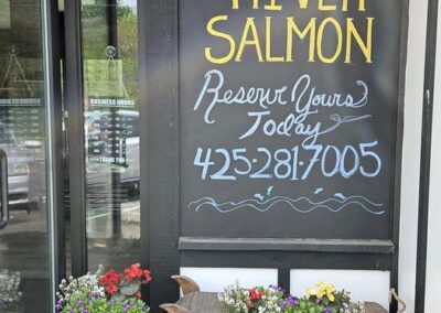 Photo of copper river salmon sign at Fall City Meats and Seafood