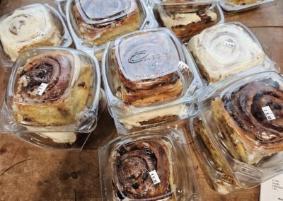 Photo of fresh made cinnamon rolls at Fall City Meats and Seafood